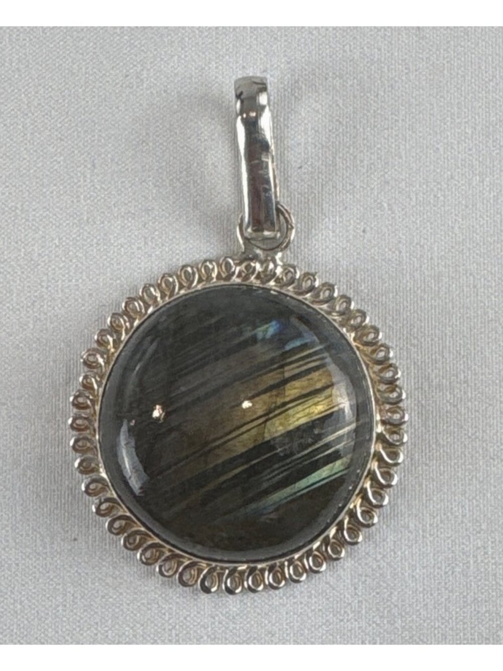 VTG Whimsigoth Labradorite Pendant • 925 Sterling Silver Boho Witchy Flashy Cry
